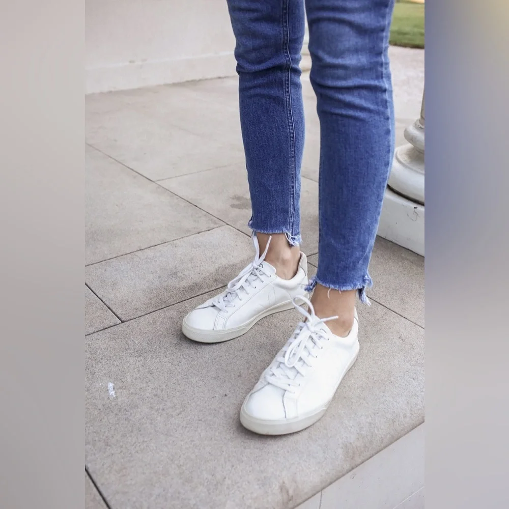 VEJA Esplar Leather V Logo Sneaker Tennis Shoes All White